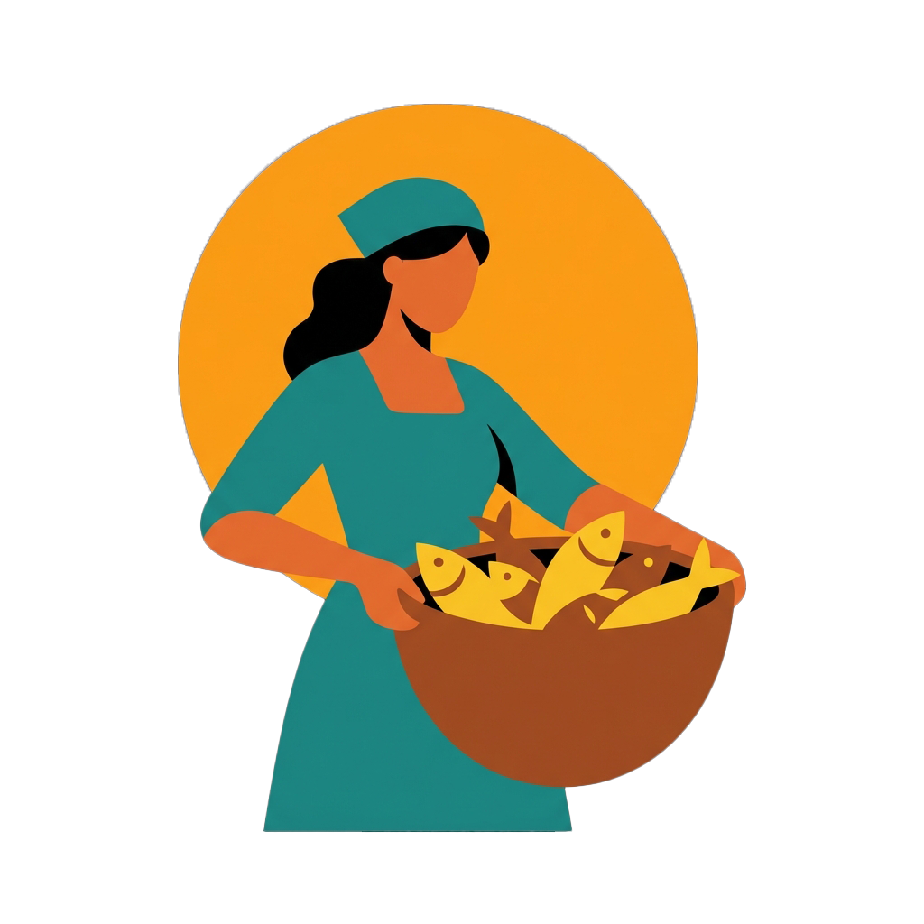 Illustration representing women-led aquaculture enterprise.