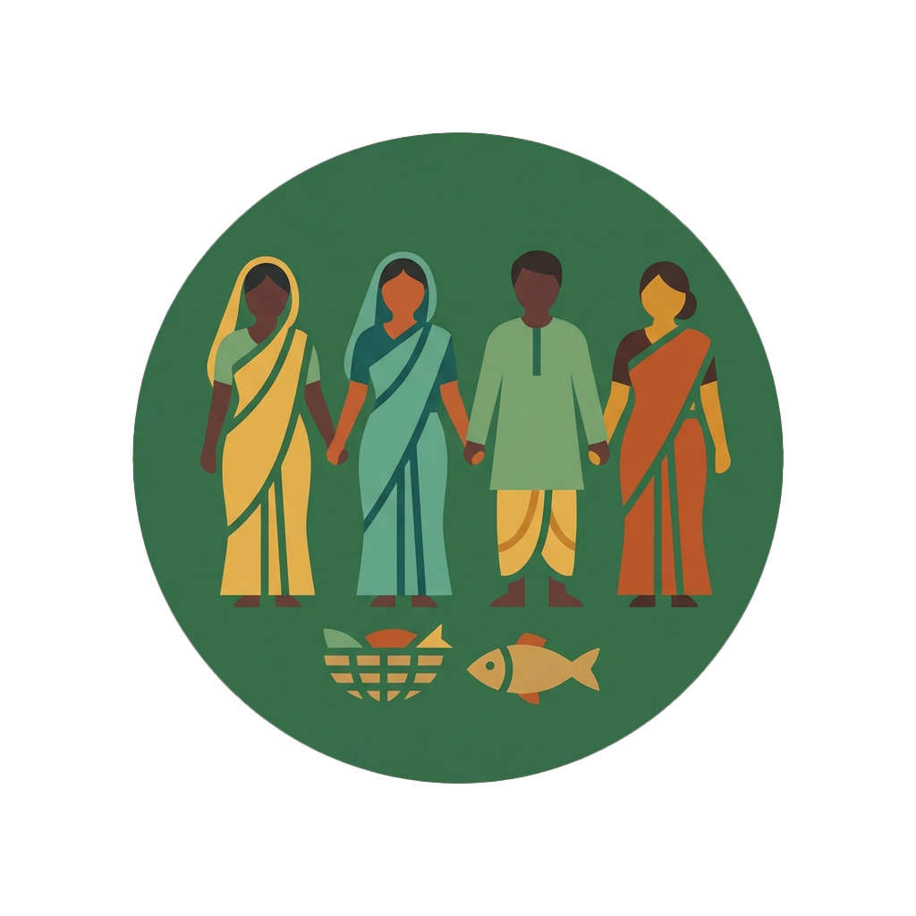 Illustration representing fish harvest and rural resilience.